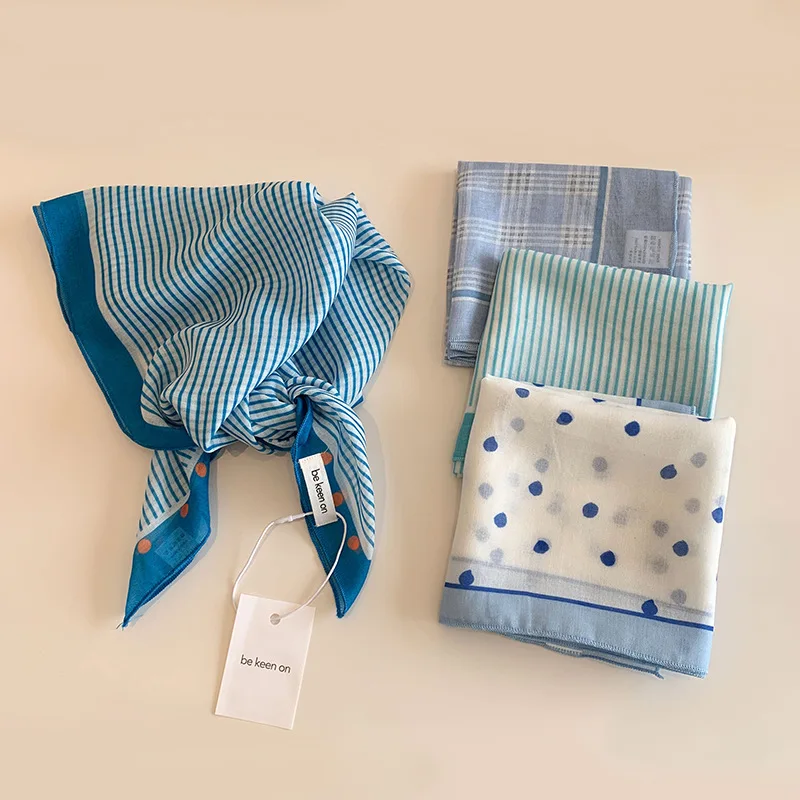 

Blue Women's Spring Summer New Style Versatile Breathable Square Scarf Headband Trendy Triangle Scarf Fashionable Hair Accessory