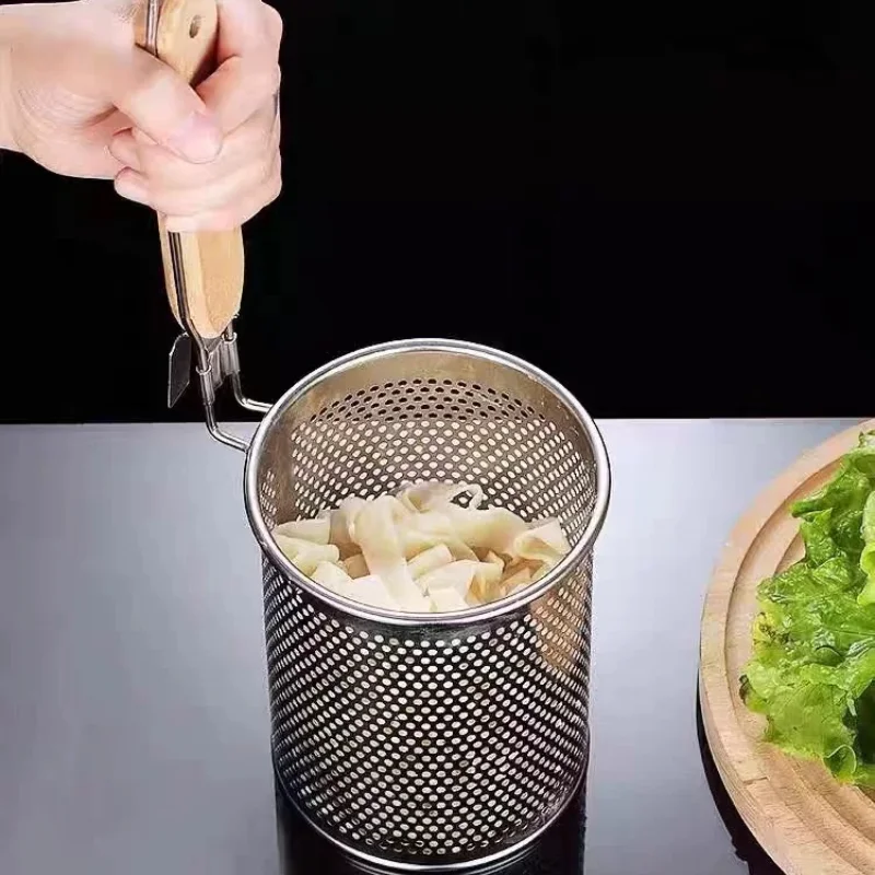 Simple Stainless Steel Filter, Wooden Handle Filter, Kitchen Tool, Cooking Noodle Accessories, Kitchen Tool, Sieve Spoon