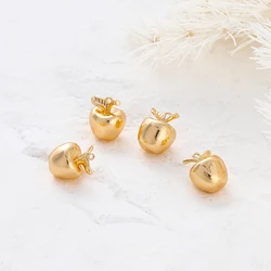 2/4/6Pcs/Lot 8*10mm 18K Gold Color Plated Brass Solid Apple Pendants for DIY Necklace Earrings Jewelry Making Accessories