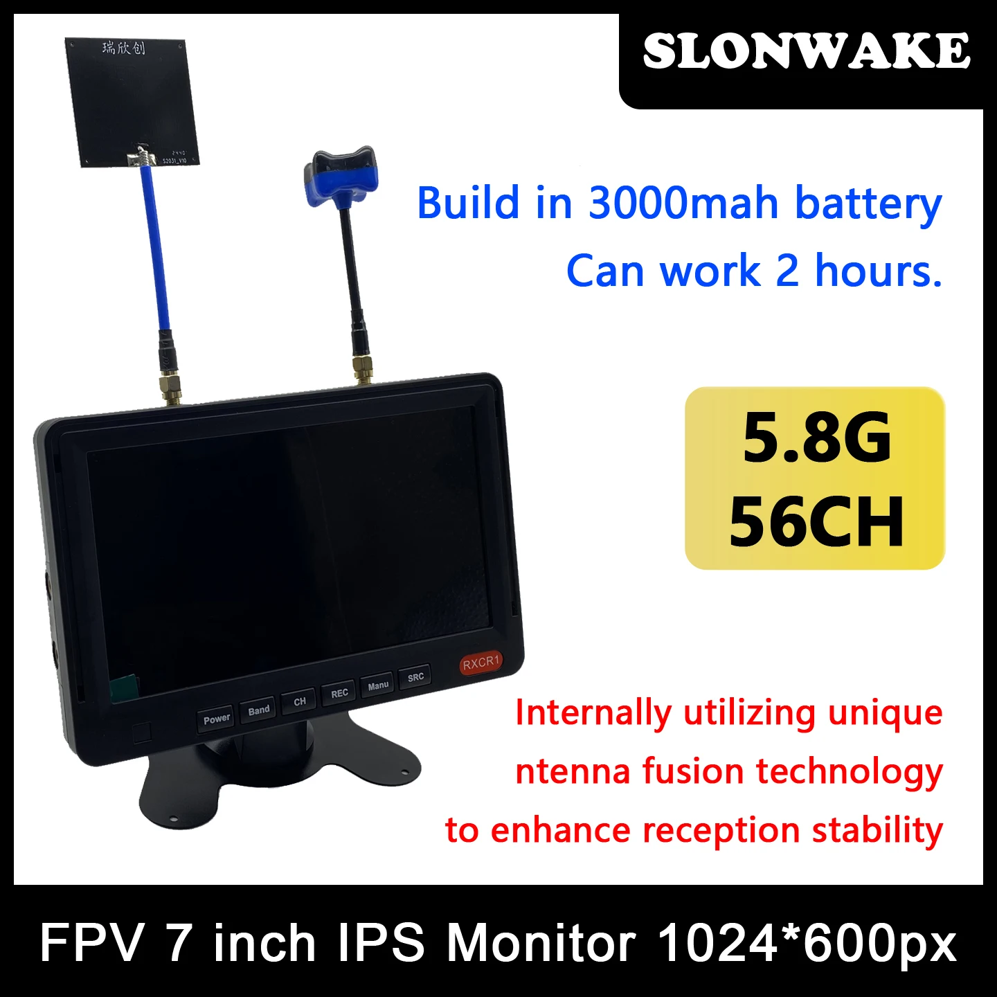 5.8G 48CH 7インチFPVモニター 1024*600px 内蔵バッテリーと400mW調整可能なVTXトランスミッター一体型CMOS 1500TVL FPVカメラ