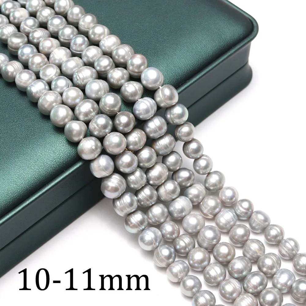 

10-11mm Nearround Gray Pearls Natural Freshwater Pearls Loose Spacer Beads for Jewelry Making DIY Necklace Bracelet Accessories