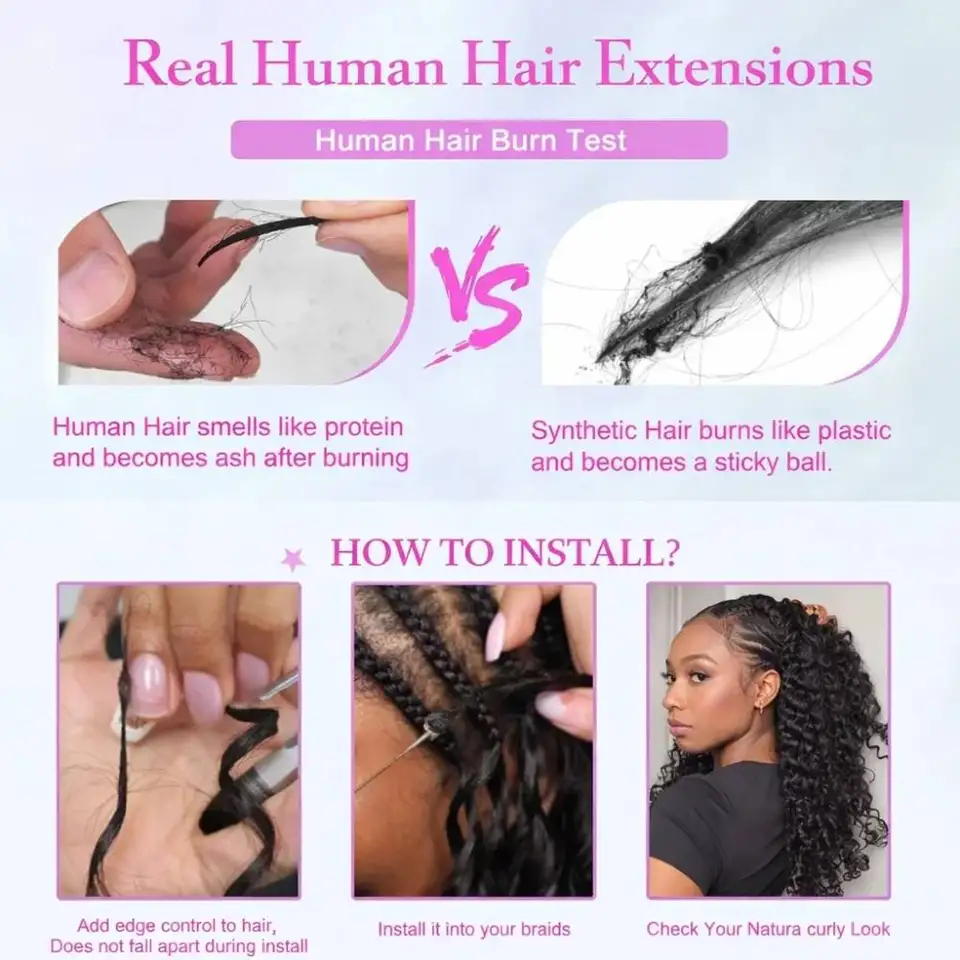 Extensiones de crochet rizadas birmanas de 30 pulgadas, cabello humano Remy sin nudos, pre-separadas con lazo, para paquetes brasileños 7