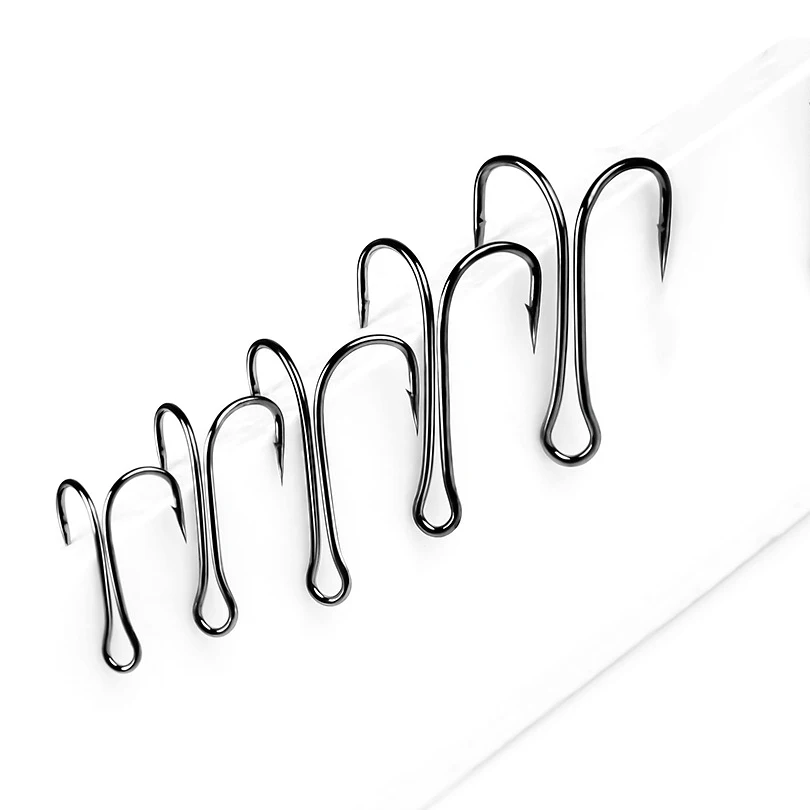 50pcs/set Serviceable High Carbon Steel Double Fishing Hooks, 1# 2# 4# 6# 8# Classic Frog Hook