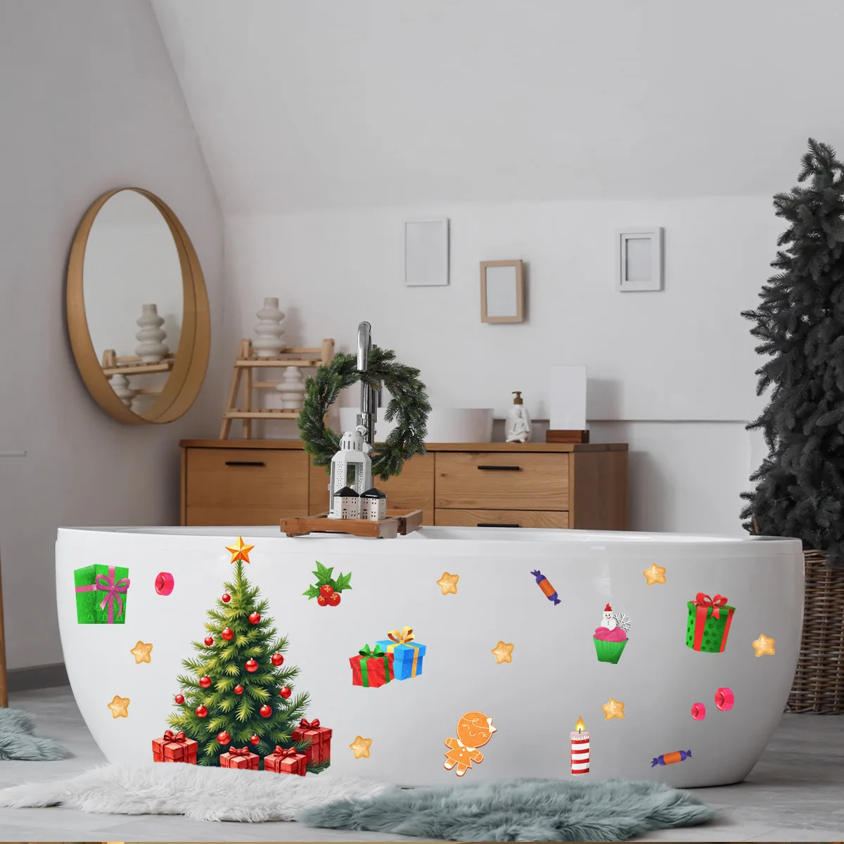 ChristmFor as Themed WFor جميع الملصقات المكونة من مادة PVC لـ EFor asy Home DecorFor ation على WFor all Windows For and More