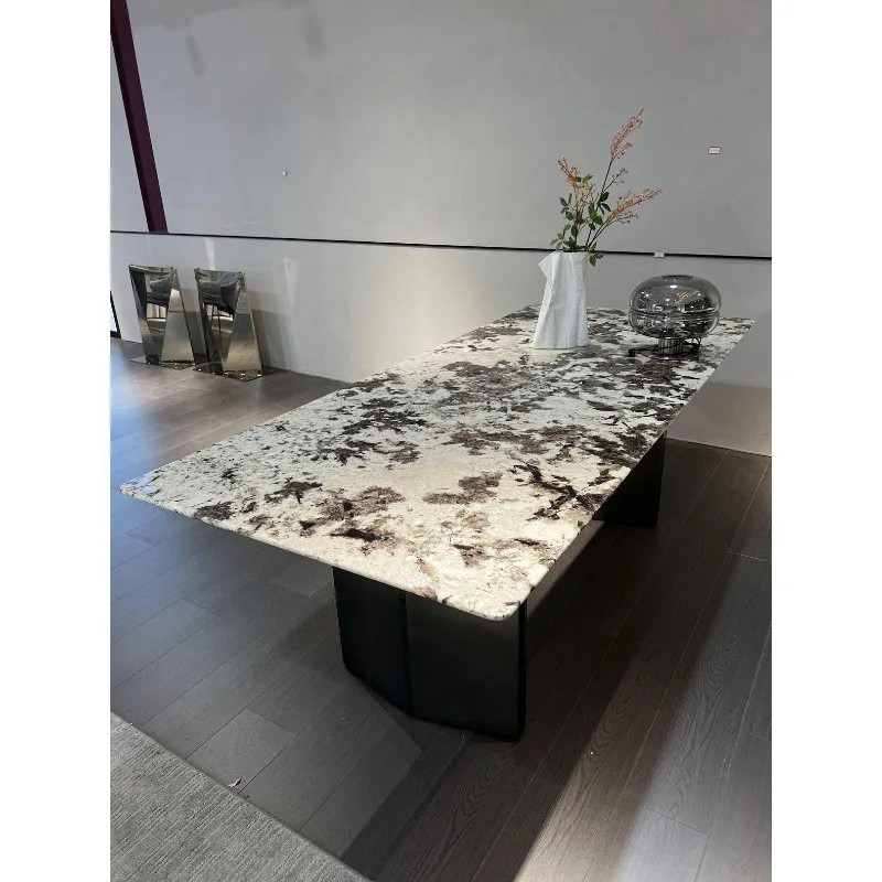 Marble rectangular high-end light luxury dining table