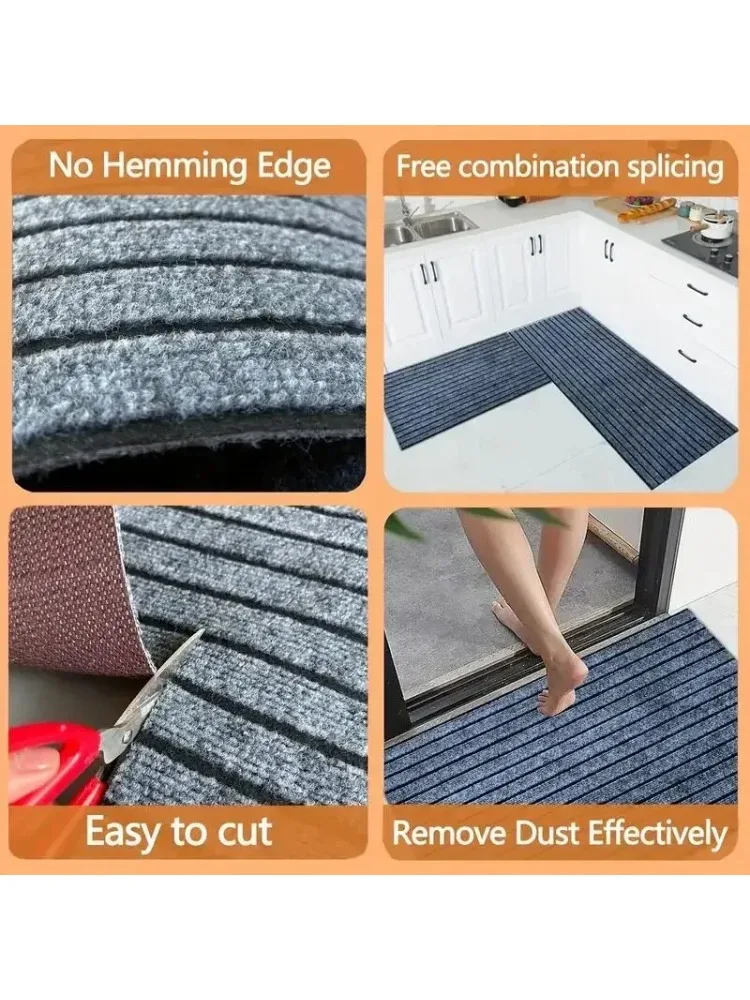 Anti Slip and Oil Resistant, Durable and Waterproof Carpet, Anti Fouling Floor Mat, Soft and Thick Striped Carpet, Popular Style