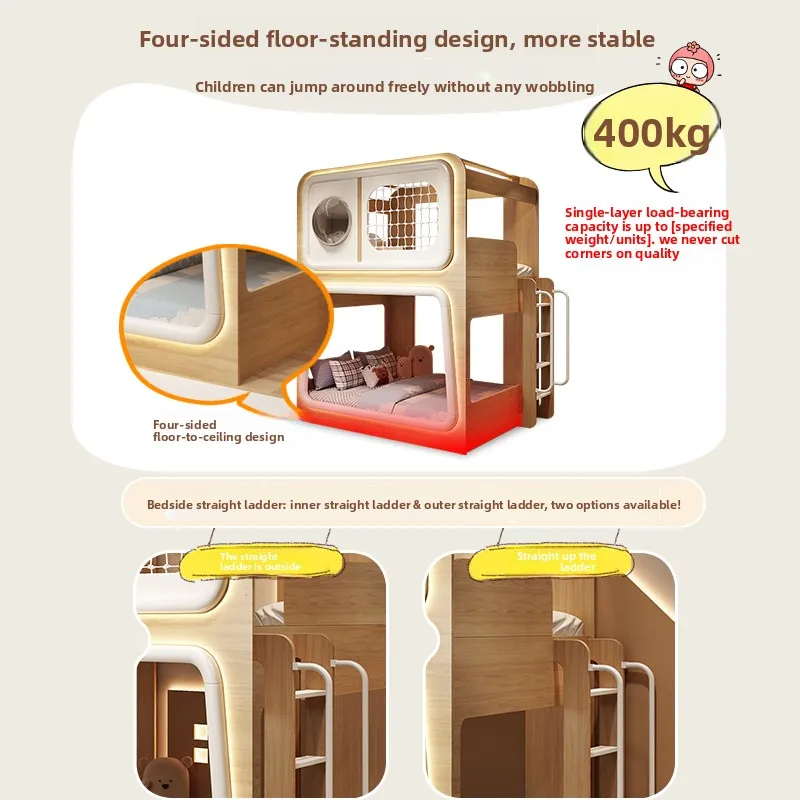 Factory Direct 2026 Capsule Children's Bunk Bed: Loft-Style, Adult- & Double-Size-Friendly, Treehouse & Slide-Equipped Storage