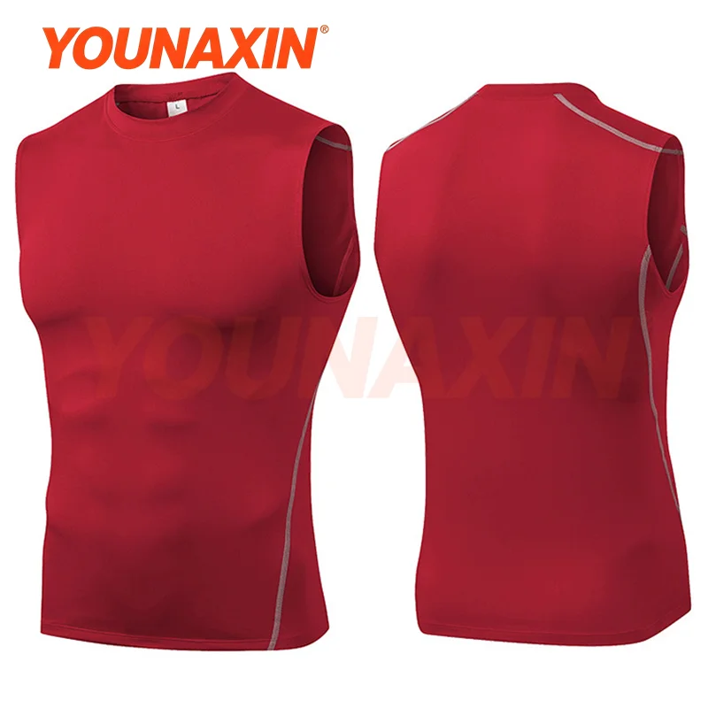 Men's Compression Tank Sleeveless Top Quick Dry Gym Fitness Shirt For Running Cycling Yoga Athletic Workout Vest S-2XL YOUNAXIN