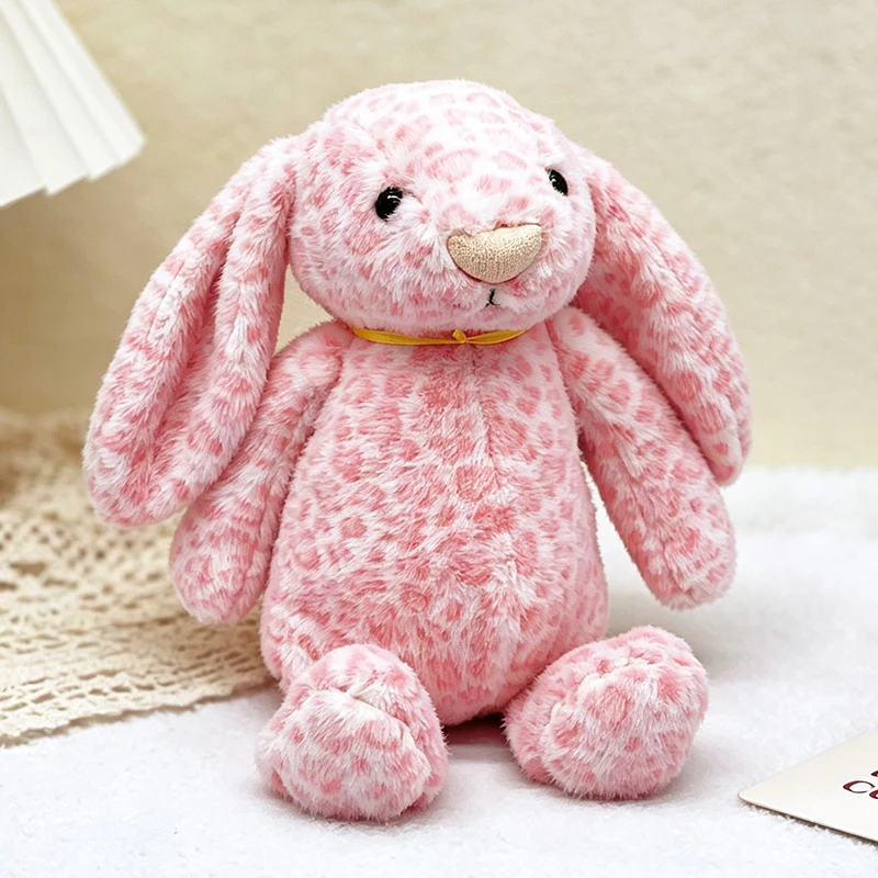 Pink Cake Bear Plush Toy Leopard Print Rabbit Monkey Plush Toy, Ski Suit Bear Ornament Gold Label Black White Rabbit Plush Gift view 4