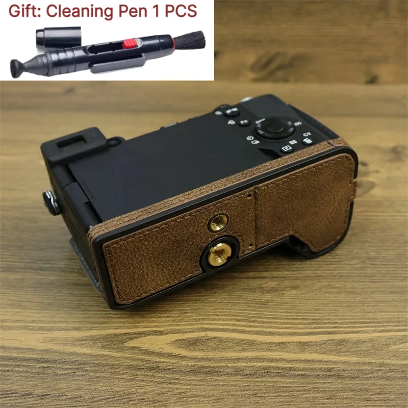 For Sony ILCE-7C2 Camera Bag Protection Case PU Leather Cover a7c2 Half set, base case Bag  +1 PCS Free Cleaning Pen