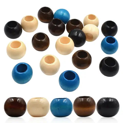 20pcs Big Hole Wooden Beads Rondelle Wood Spacer Beads for Hair Dreadlock Beads 20mm Macrame Bracelet Jewelry Craft Making DIY
