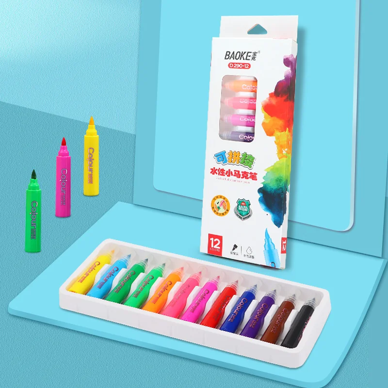 

BAOKE D290-12 Water-based Small Cute Marker Pen 12 Colors/Set