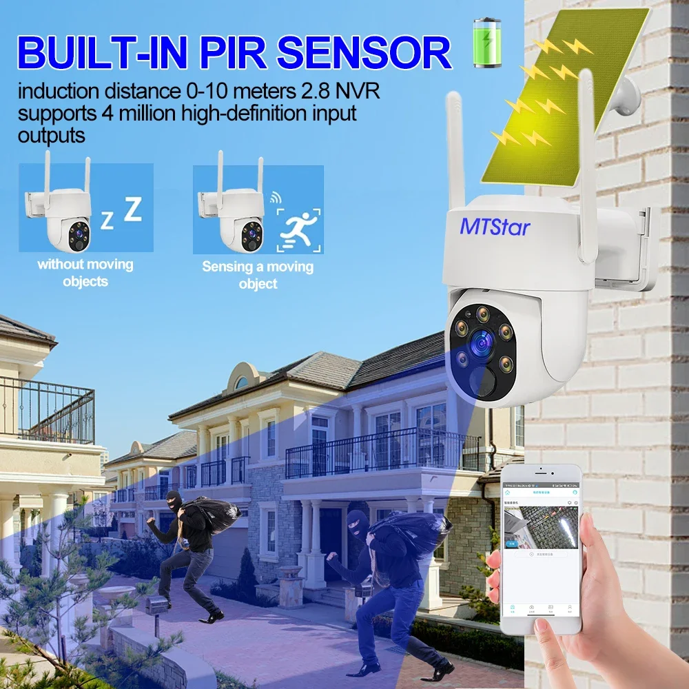 4MP Wireless WiFi Solar Panel Camera Humanoid Detection Pan Tilt Waterproof Audio Low Power Consumption Long Standby Battery