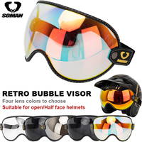 SOMAN Retro Motorcycle Goggles Men Open Face Half Helmet Bubble Visor Lens Sunglasses Riding Cafe Racer Outside Moto Accessories