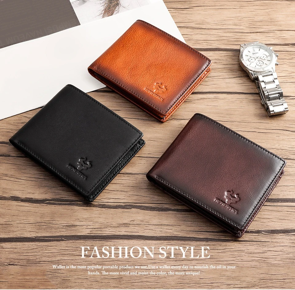 

Мужской короткий кошелек из натуральной кожи, RFID-карта, отрывной лист, тонкий деловой кошелек большой емкости с несколькими картами