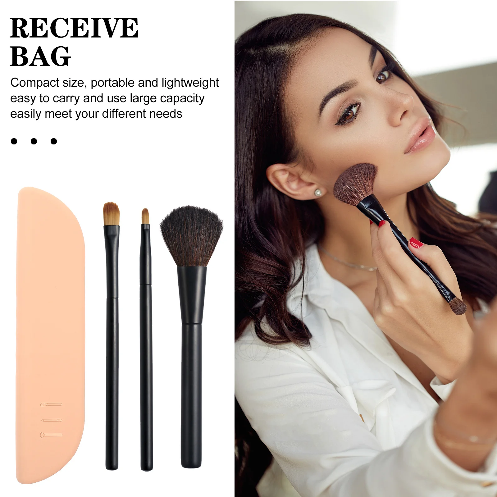 

Compact Silicone Makeup Brush Case Travel Organizer Portable Makeup Tool Holder Lightweight Reusable Brush Storage