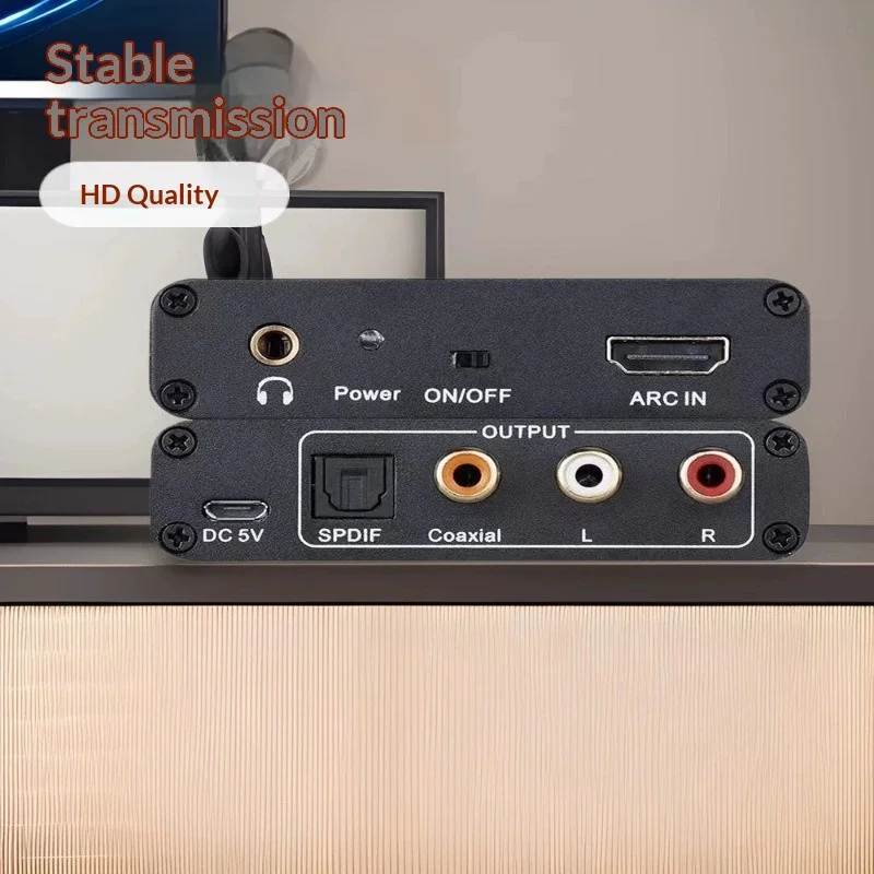 4K HDMI-Compatible ARC Audio Extractor to SPDIF Coaxial L/R Stereo 3.5mm Jack Return Channel Converter for TV Soundbar Speaker