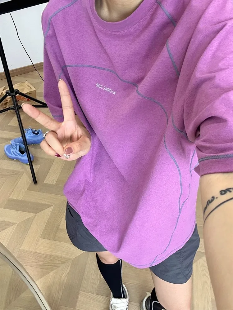 

Violet Split Color ort Sve ex Summer Outdoor Sports Badminton Cycling Cool Feeling Sun Protection T-irt Faionabl...