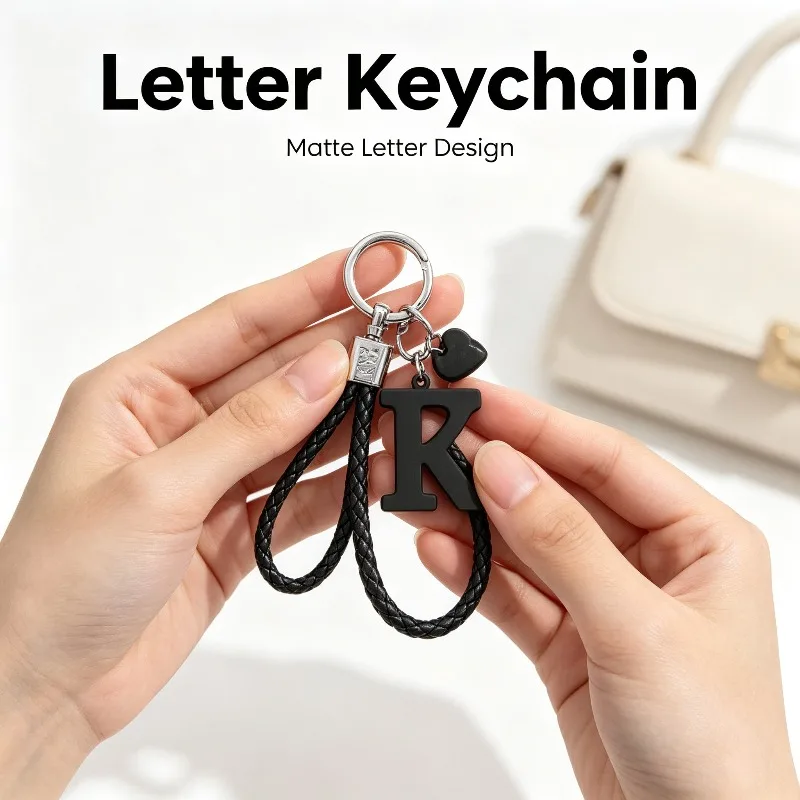 Keychains with English‑letter charms for bags and pendants, uppercase‑letter keychains, European and American‑style keychains
