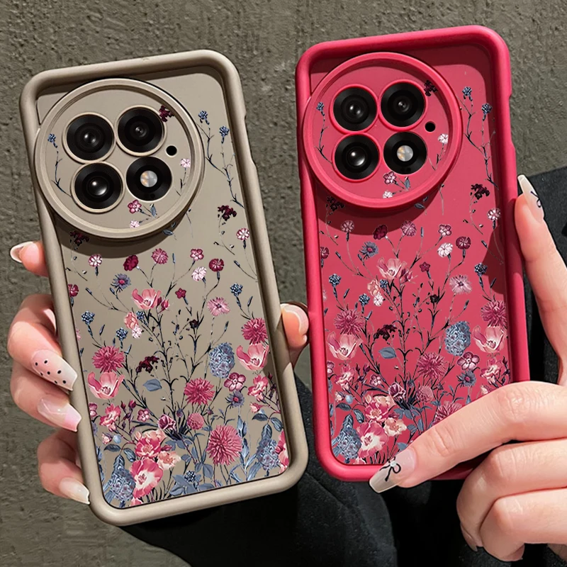 الرجعية الزهور نمط جراب هاتف ل OnePlus 15 13 13T 12 13R 12R 11R 5G للصدمات لينة غطاء من البولي يوريثان ل OnePlus Nord 5 Ace 5 3 2