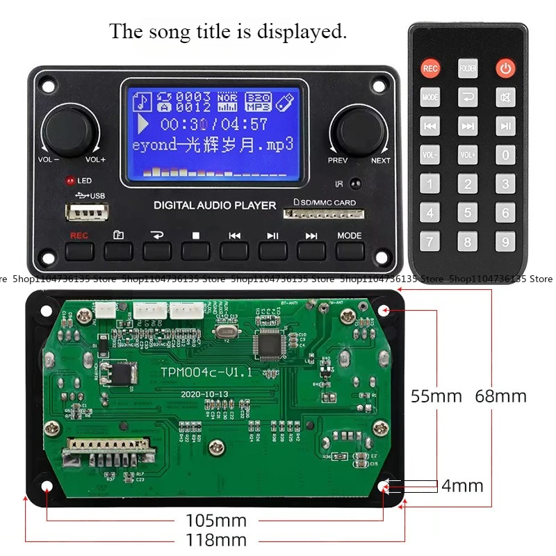 TDM157 Bluetooth Decoder MP3 Decoder Board Usb Lossless Hifi Audio Player Audio Amplifier Board Module