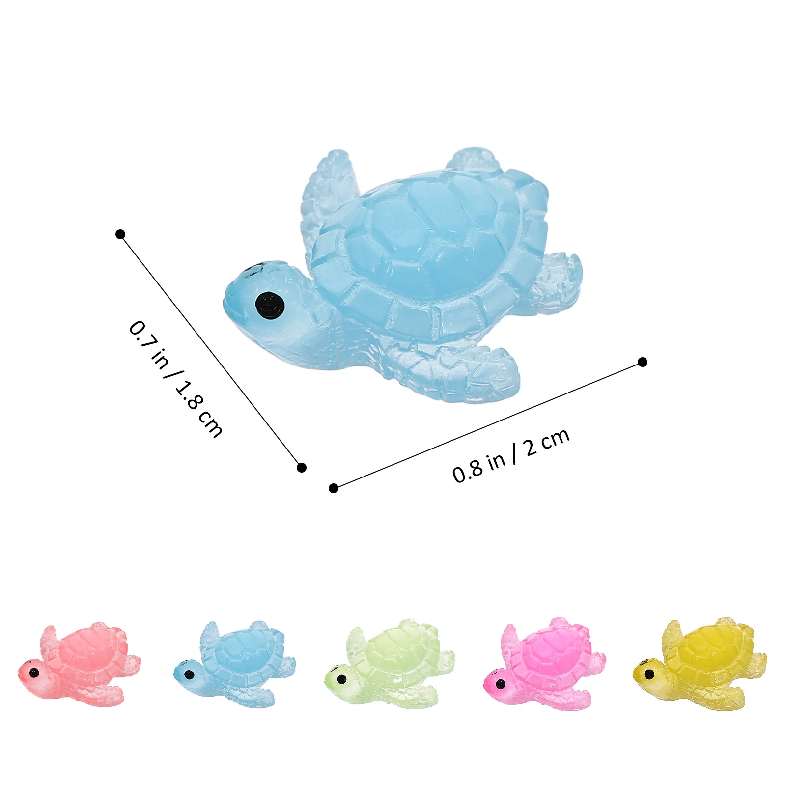 50 Stück Mini-Schildkröten aus Kunstharz, die im Dunkeln leuchten, lebendige Farben, niedlich für Puppenhaus-Bonsai-Aquarium-Dekoration, kleine Tier-Sammlerstücke