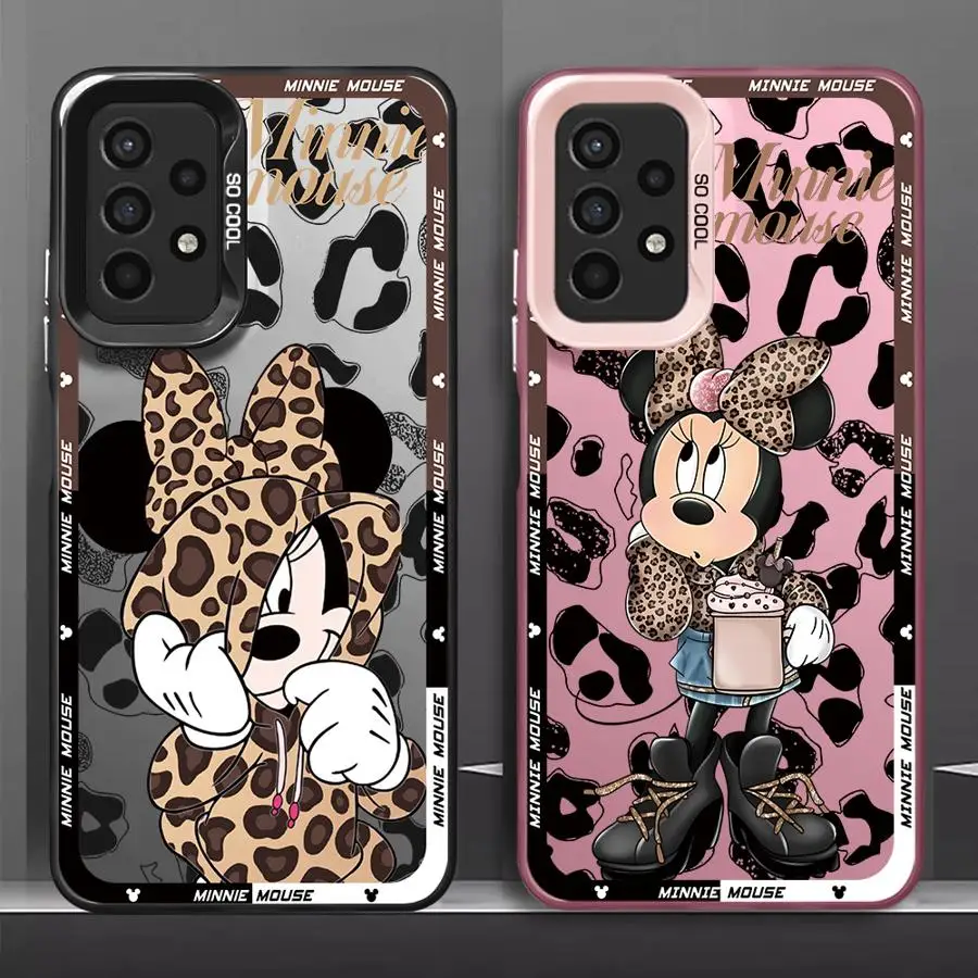 Disney Leopard Mickey Phone Case for Samsung Galaxy A15 A16 A23 A52 A72 4G 5G A22 A25 A34 A52s A53 A54 A55 A73 5G A24 A51 A71 4G