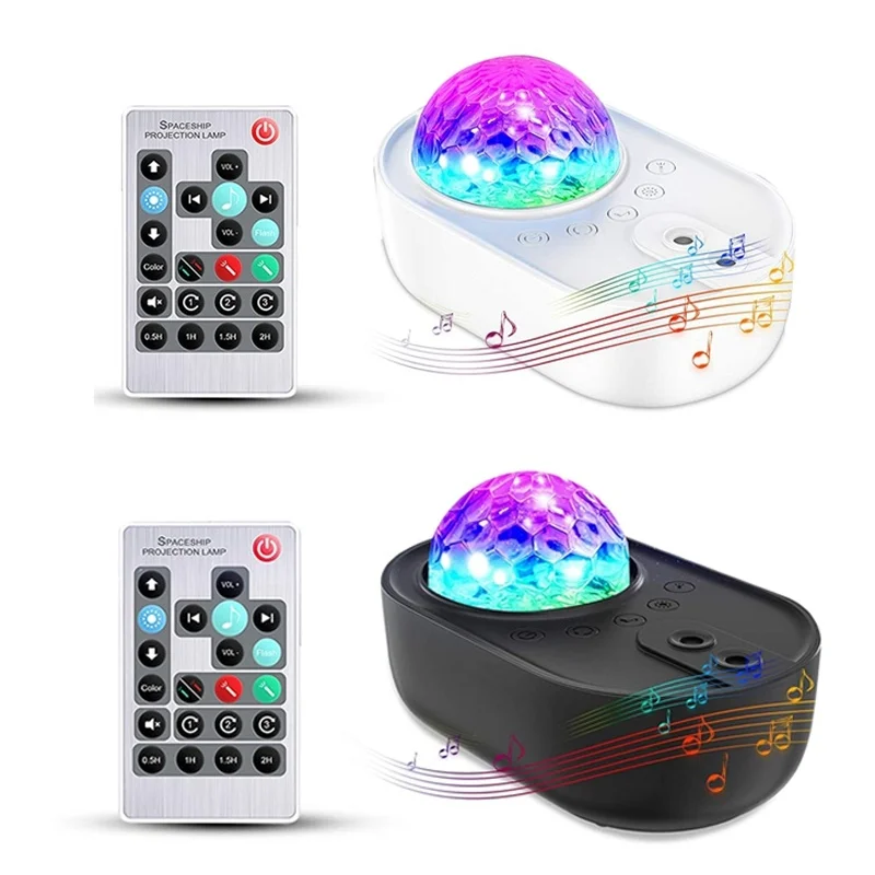 LED Spaceship Night Light Remote Control Starry Projector Bluetooth Music Speaker Bedside Lamp For Bedroom Home Room Decoration