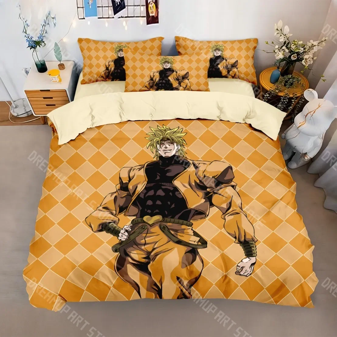 3D Print Anime JoJo Bizarre Bedding Set,Adventure Jotaro Kujo Bedding Set,JoJo Duvet Cover Pillowcase Bed Kids Adult