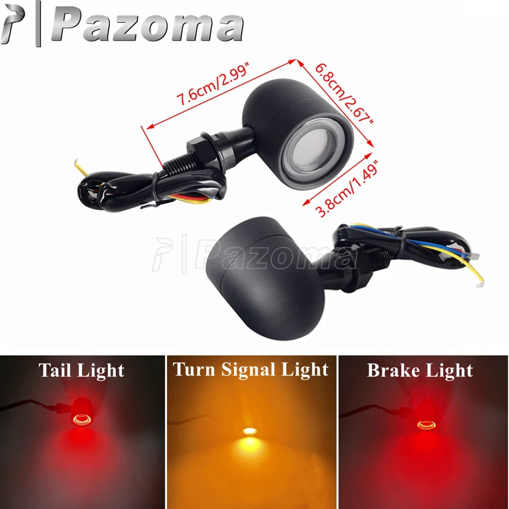 10mm Aluminum LED Turn Signal Light Amber & Red Tail Brake Indicator Signal Lamp For Harley Sportster Cafe Racer Chopper Bobber