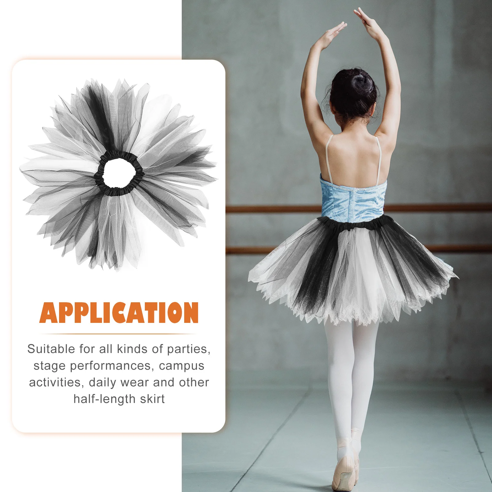 

1pc Rainbow For Little Girl Black White Kids Tutu Skirt Smooth Performance Party Dancing Skirt Children Clothing 2+