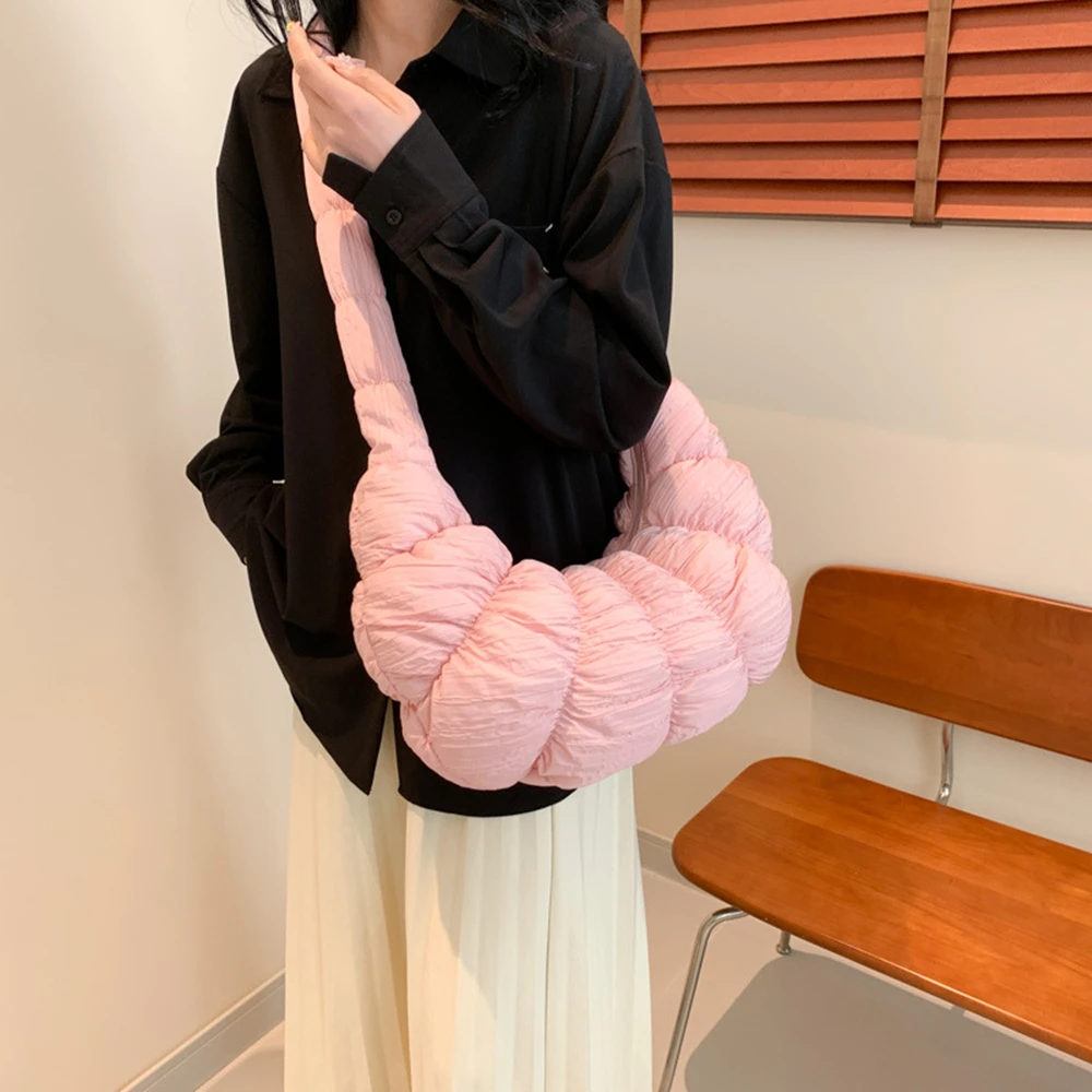 Pleated Cloud Dumpling Bags Quilted Cotton Crossbody Bags Ladies High Quality Shoulder Bag Large Capacity Puffer Women Sling Bag