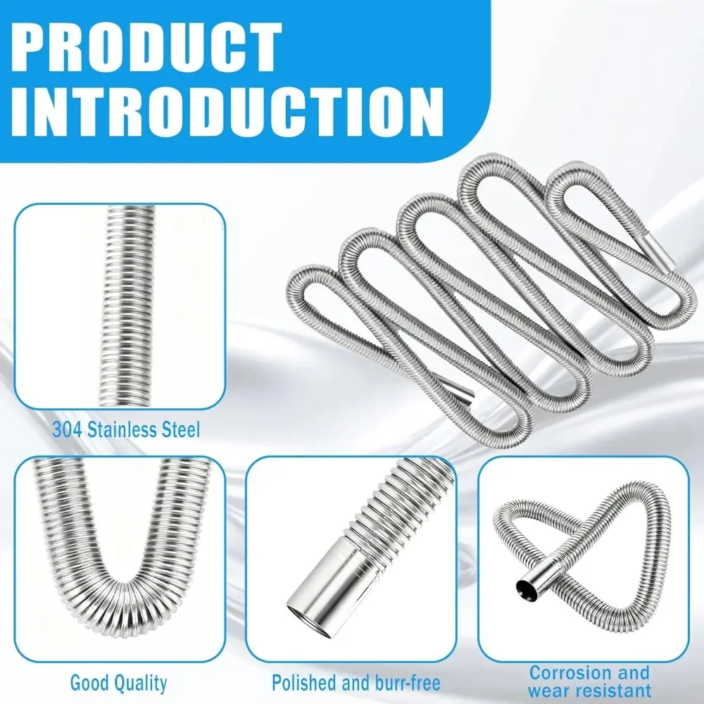 Exhaust Pipe Stainless Steel Flexible Exhaust Hose with 2pcs Exhaust Clamp Car Generator Air Diesel Parking Heater