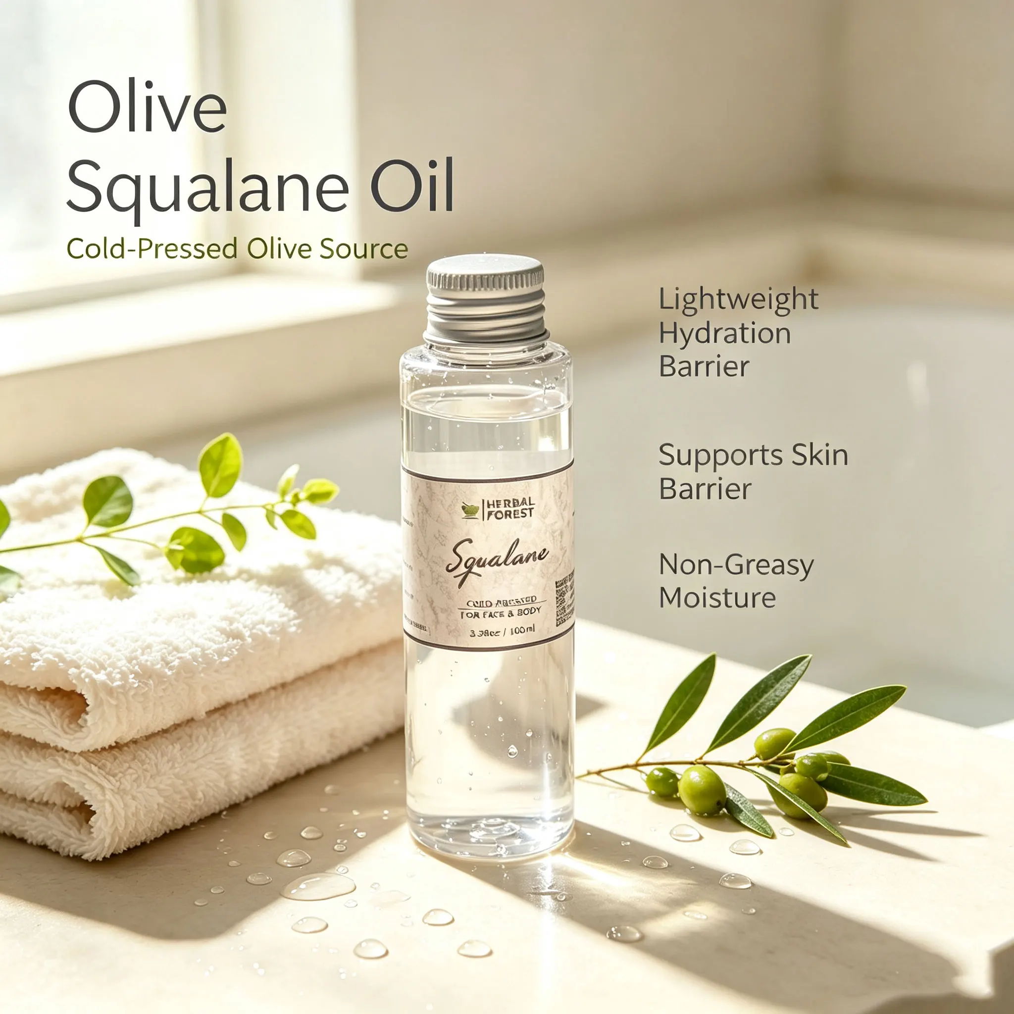 100% Olive Plant Squalane Oil Repairs Skin Locks Water Moisturizes Shrinks Pores DIY Essence Face Cream Lotion