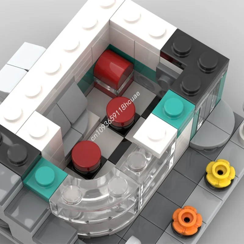 364pcs MOC Mini Modulaire Downtown Diner Minied Modelbouw Kerstcadeaus Blokken Architectuur DIY Speelgoed Creatief Idee Kinderen