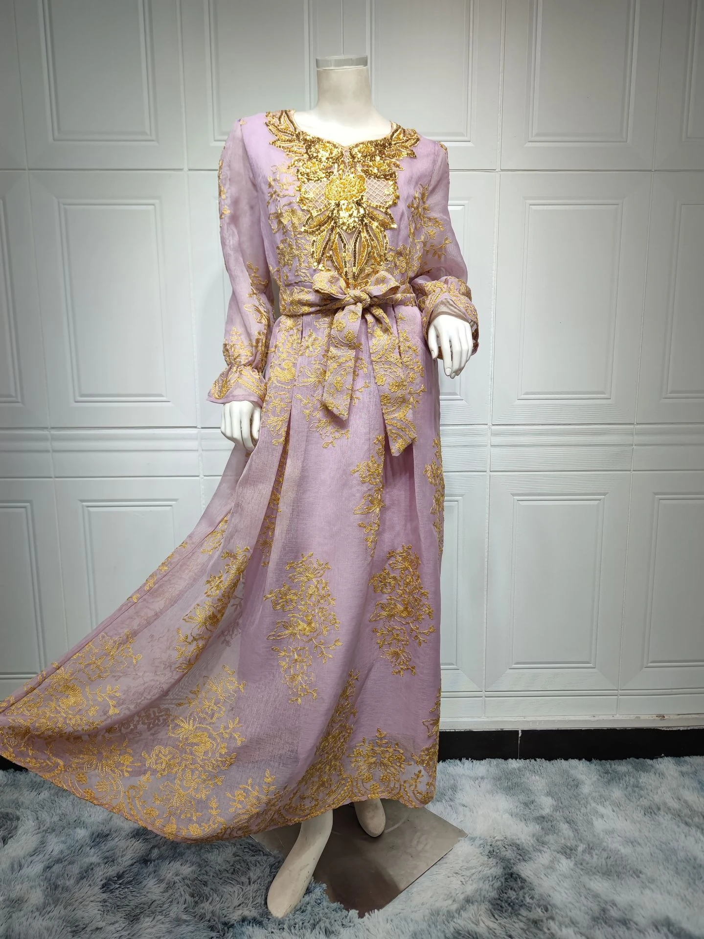 Abaya bordado para mulheres, vestido solto, vestidos de festa muçulmanos, Ramadan Kaftan, Mesh Caftan, Dubai Robe, árabe, Turquia, Eid