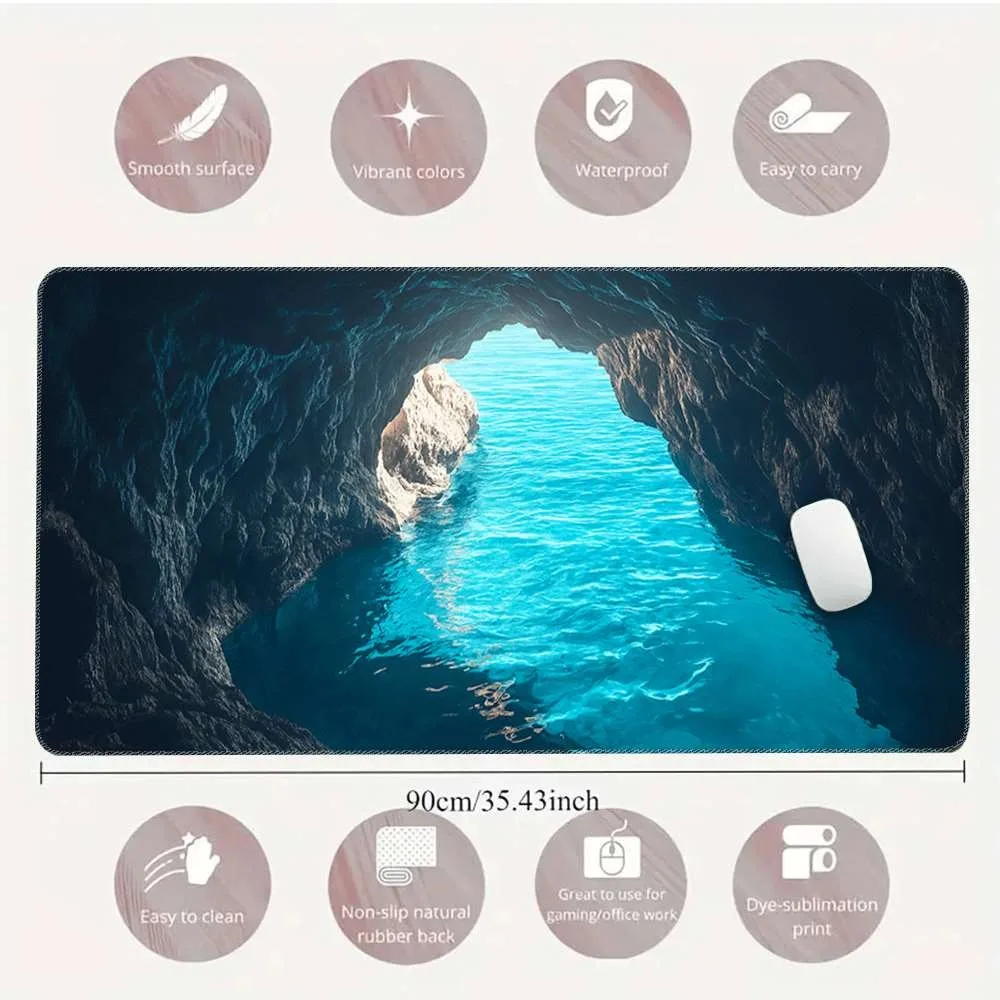 Desktop game mouse pad with seashore cave pattern design decoração setup gamer alfombrilla ratón mousepad gamer