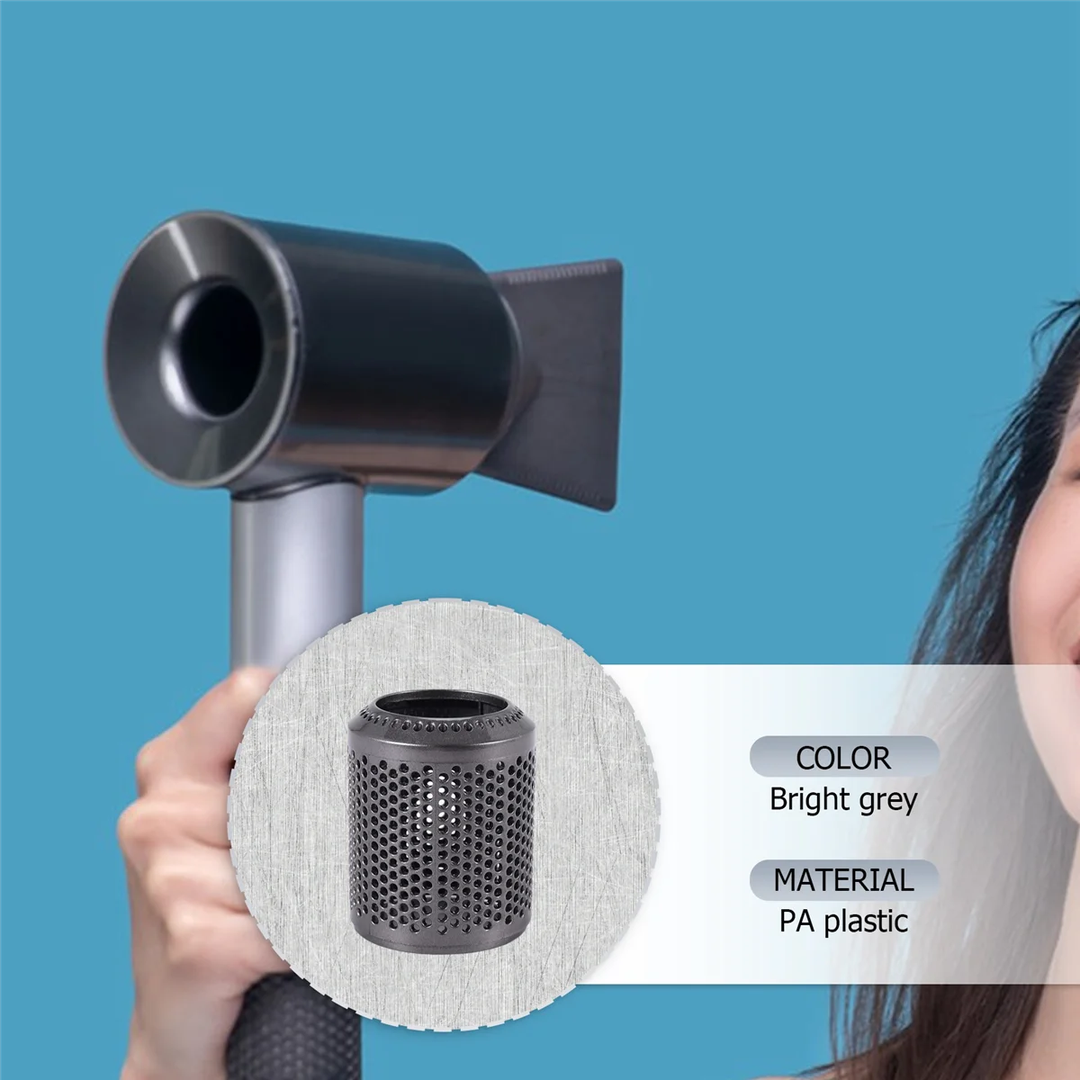 New Suitable for Dyson Hair Dryer HD01 HD03 HD08 Dustproof Outer Filter Cover Vacuum Cleaner Accessories Bright Grey