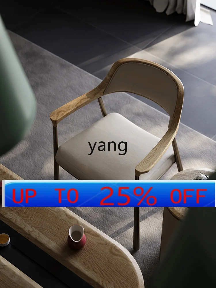 

LMMFull Leather Tea Table and Chair Living Room Solid Wood Master Chair