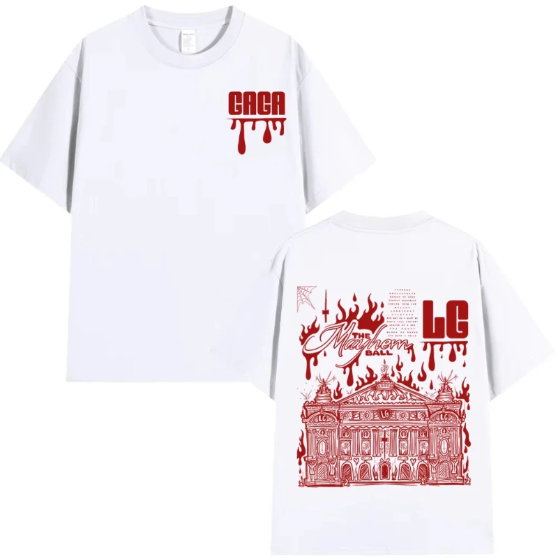 تي شيرت MAYHEM BALL Haus of Mayhem Lady Gaga Concert Merch تي شيرت للجنسين موضة جرافيك تي شيرت صيفي غير رسمي من القطن للرجال والنساء