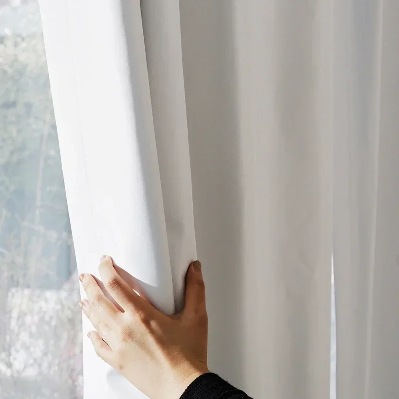 Pure White 100% Full Blackout Warmth and Wind Protection B&B Hotel Curtains for Customized Living Room Bedroom Finished Balcony