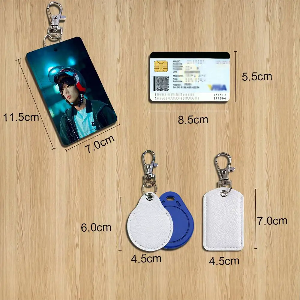 cool Yeon Si-eun Weak Hero Park Jihoon Leather Keychain Badge Holder with Lanyard - ID/Access Card Holder, Key Ring Accessory