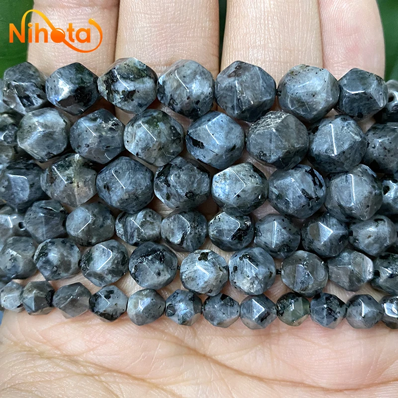 Faceted Black Labradorite Spacer Natural Loose Beads 6/8/10mm Handmade By Hand DIY for Jewelry Making Earrings Rings 14\
