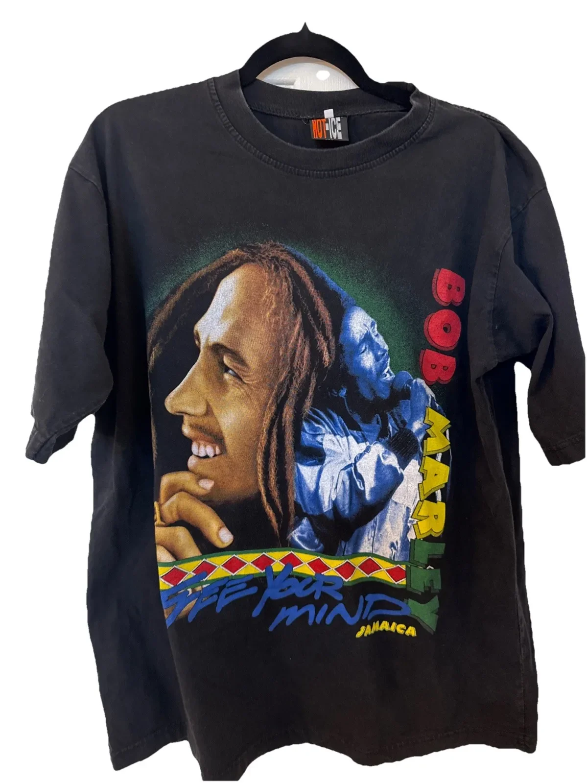 Винтажная футболка Bob Marley «Free Your Mind» Hot Ice, размер XXL, размер XL, чтение Desc Винтажная футболка Bob Marley «Free Your Mind» Hot Ice, размер XXL, размер XL, чтение Desc