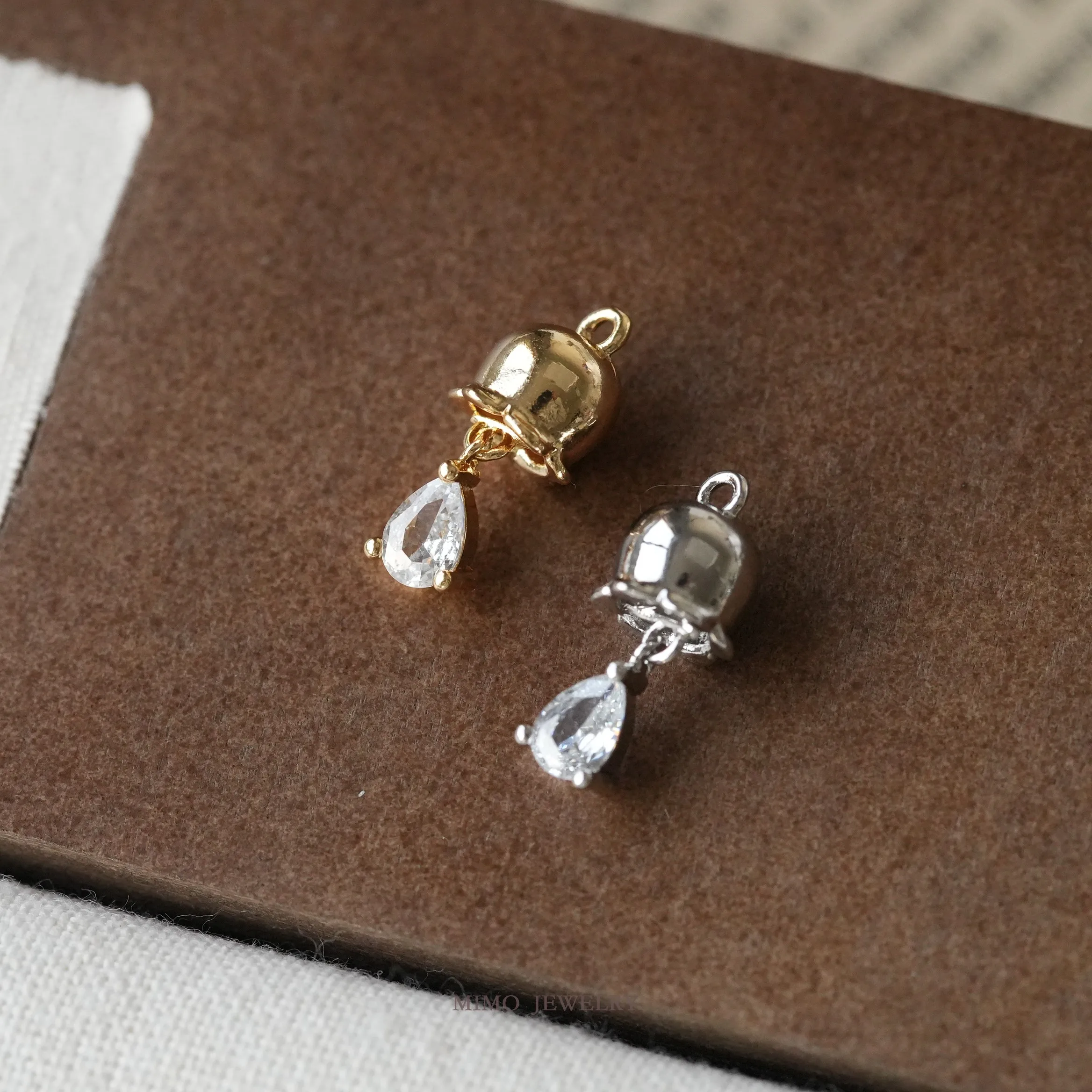 Water Droplet Tassel Lily Charms Pendant Supplies DIY Hand Brass Gold Plated Accessories 19x7.9mm