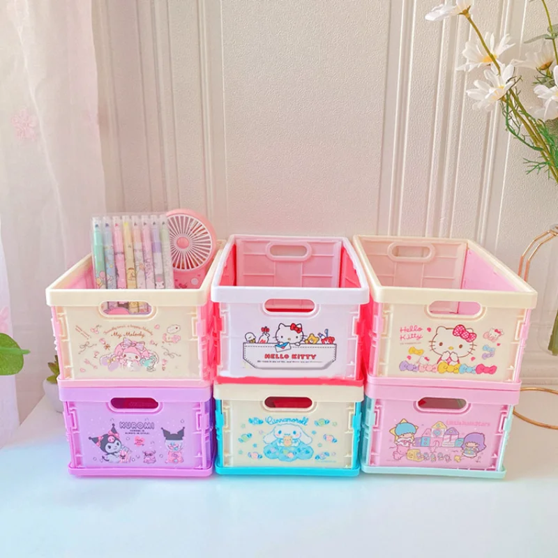 

Sanrio Kawaii Hello Kitty Storage Box Cinnamoroll My Melody Foldable Storage Box Ins Anime Desktop Dust-proof Sundries Box Gift