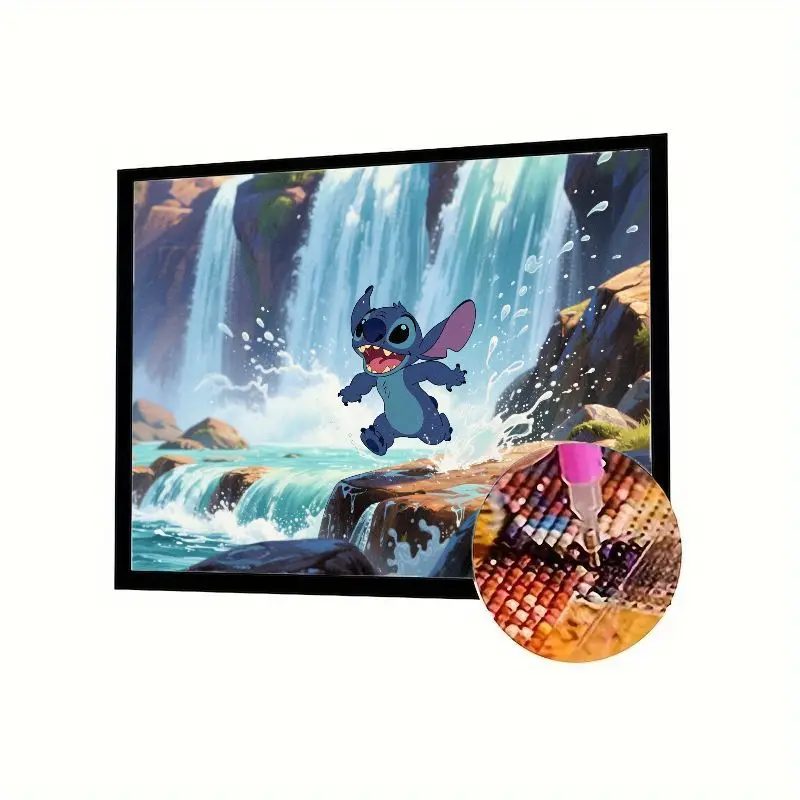 

1 шт. Disney Lilo & Stitch Diamond Painting Kit - Cute Happy Stitch Jumping by Waterfall Full Drill 5D DIY Rhinestone Mosaic Art C