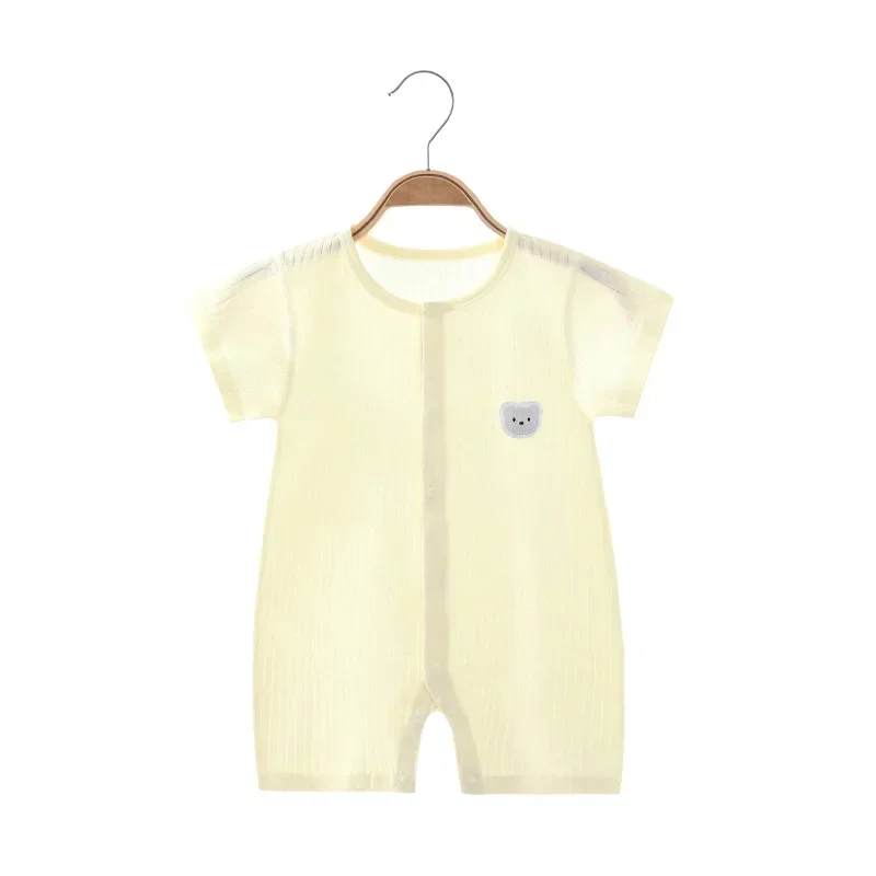 Combinaison fine brodée de dessin animé pour bébé, pyjama à manches courtes pour nouveau-né, vêtements en coton pour bébé, pyjama pour fille et
