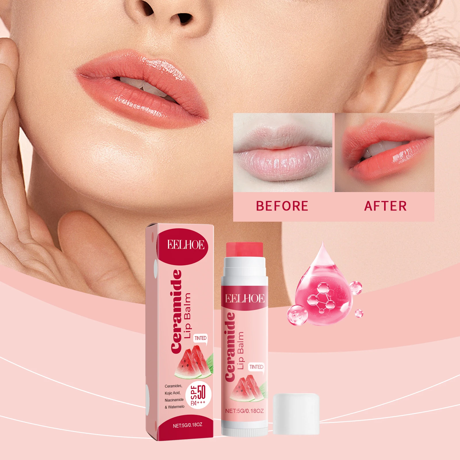 

EELHOE Ceramide Lip Balm Stick for Dry Chapped Lips Hydrating Plumping Effect Moisturizing Soothing Nourishing Lip Care Glossy