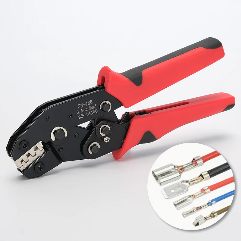 For TAB 2.8/4.8/6.3 Car Terminals SN-48B Crimping Pliers 0.5-2.5mm2/23-13AWG High Precision Jaw Wire Electrical Hand Tools